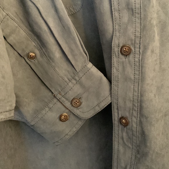 North River Outfitters Mens XXL Faux Suede Long Sleeved Shirt Slate Blue / Brown - Picture 4 of 7